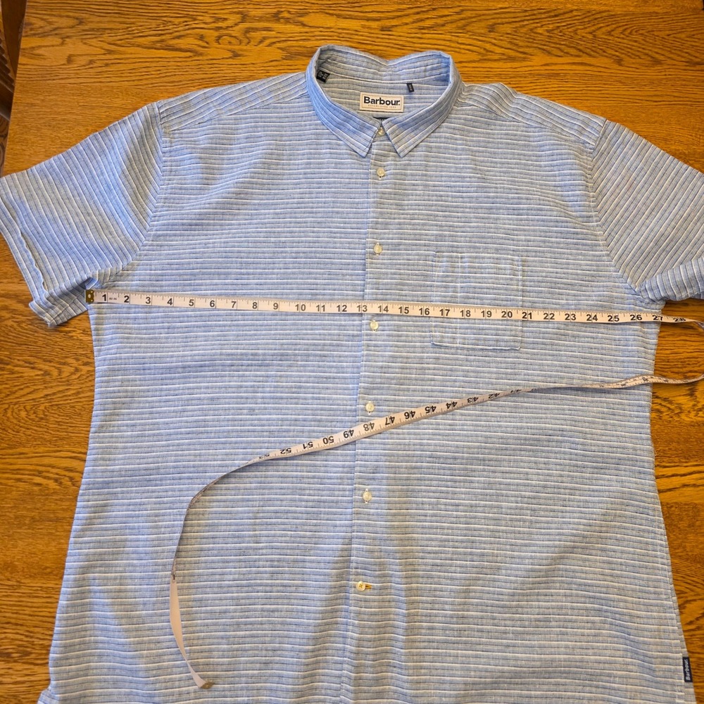 Barbour Men's 2XL Blue Striped Short Sleeve Button Down Shirt Regular Fit - Picture 7 of 16